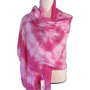 Lulus Pink Bright Pink & White Tie Dye Scarf Wrap